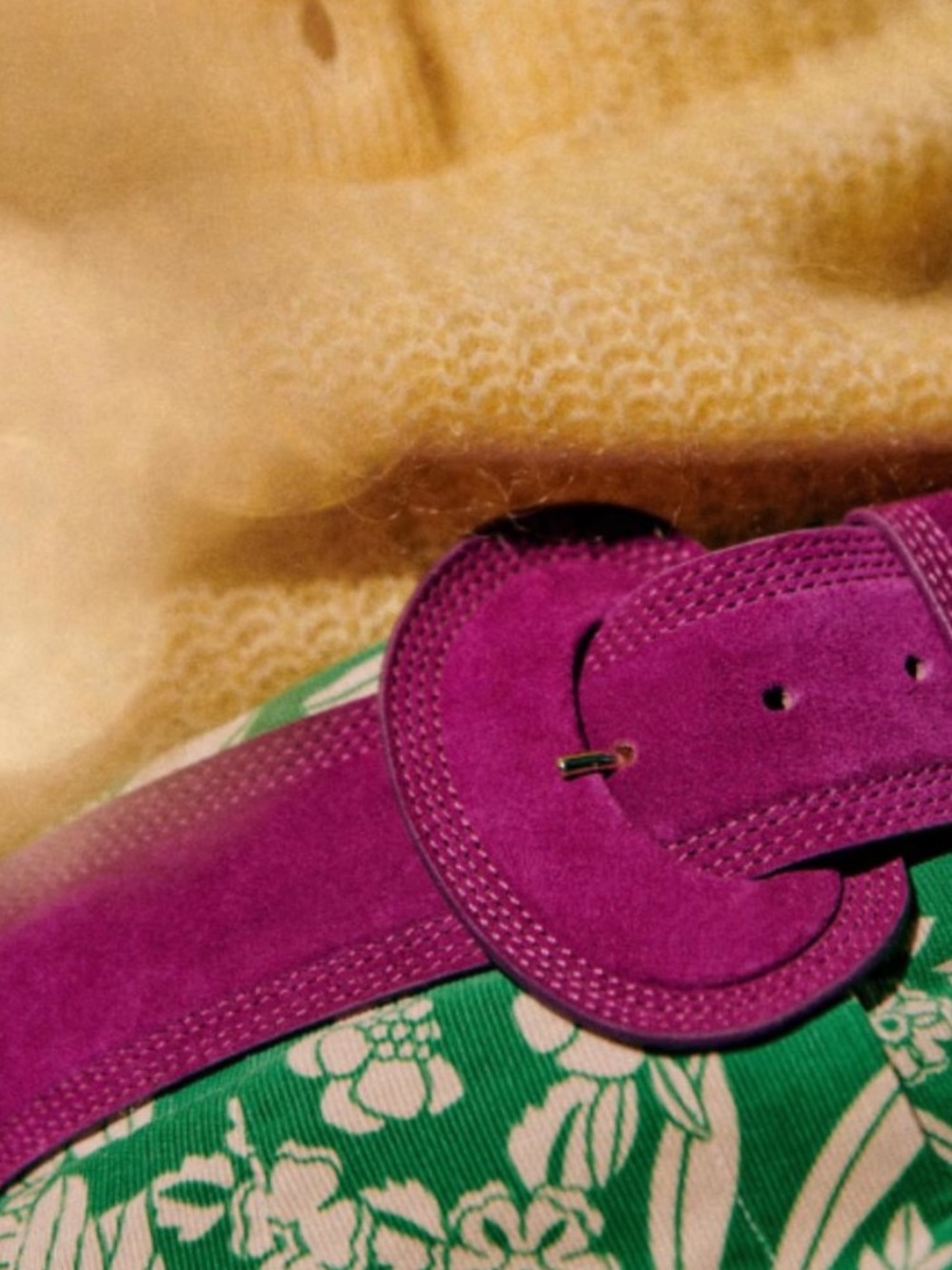 Sezane Jones Belt in Magenta Suede Sz T80 Designer